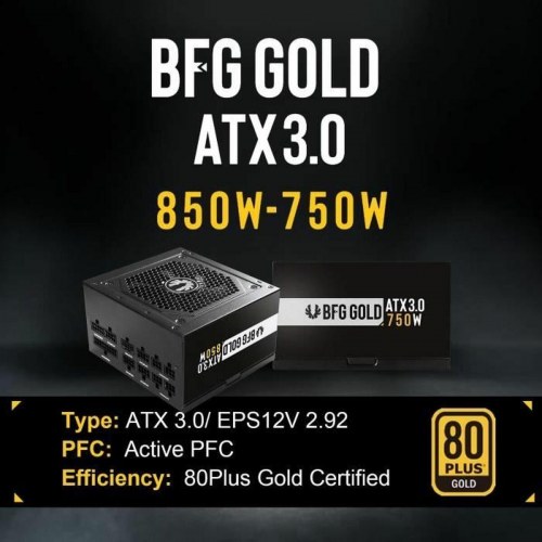 BitFenix BFG Gold 850W ATX strømforsyning - sort