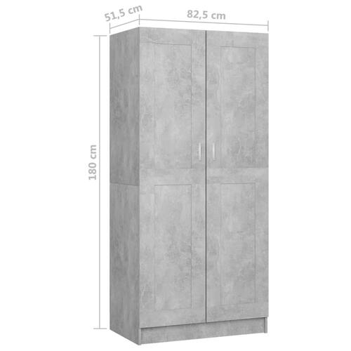 Klædeskab 82,5x51,5x180 cm konstrueret træ betongrå