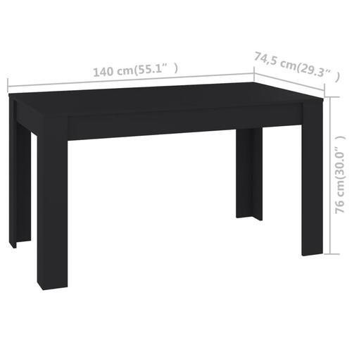 Spisebord 140x74,5x76 cm konstrueret træ sort