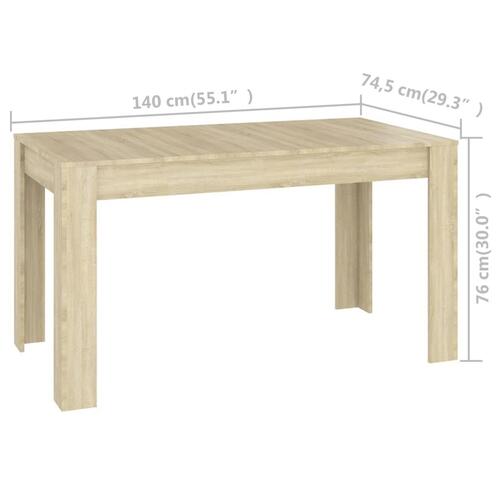 Spisebord 140x74,5x76 cm konstrueret træ sonoma-eg