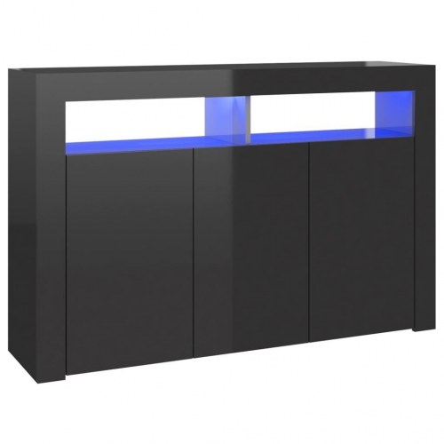 Skænk med LED-lys 115,5x30x75 cm sort højglans