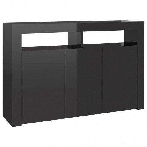 Skænk med LED-lys 115,5x30x75 cm sort højglans