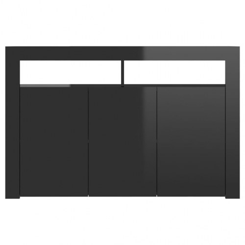 Skænk med LED-lys 115,5x30x75 cm sort højglans