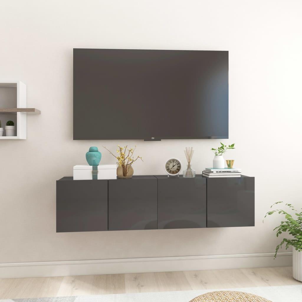 Væghængte tv-skabe 2 stk. 60x30x30 cm grå højglans