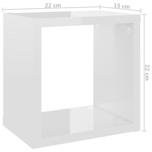 Væghylder 6 stk. 22x15x22 cm kubeformet hvid højglans