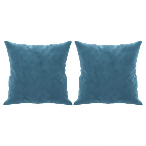 2-personers sofa i velour med pyntepuder - blå, sædebredde 140 cm