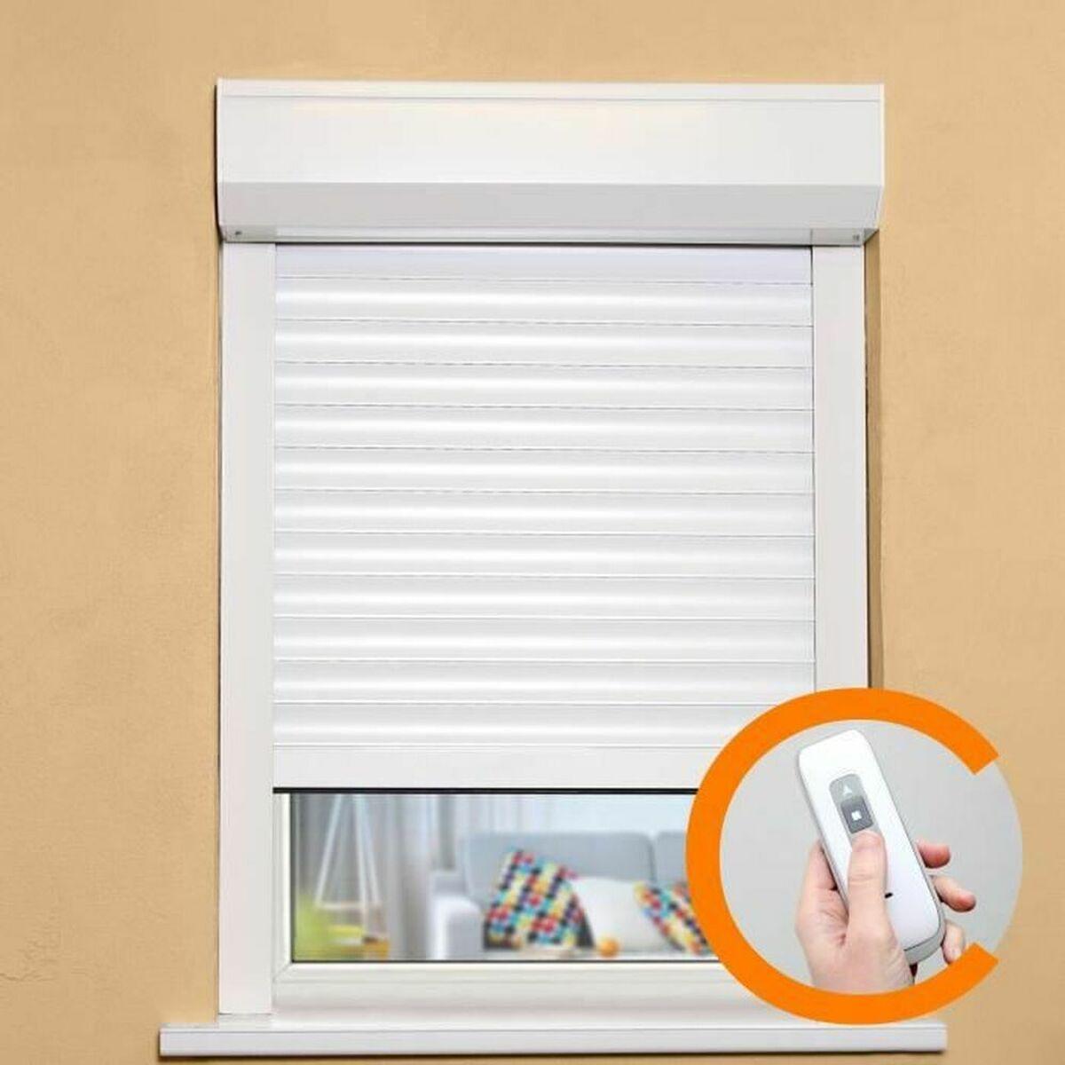 Elektrisk rullegardin/persienne - hvid PVC og aluminium, 155 × 120 cm