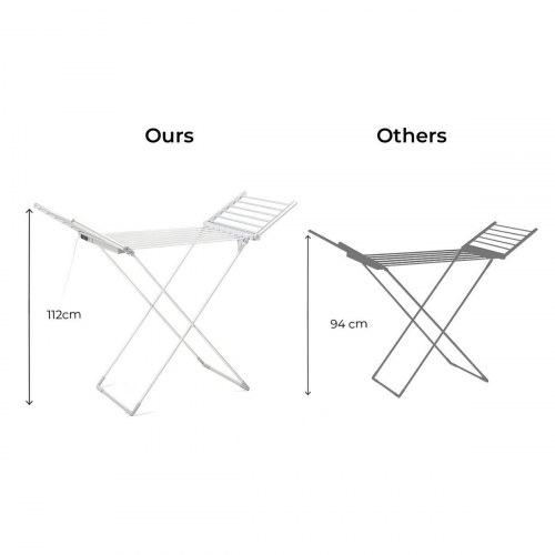 Tørrestativ elektrisk med vinger - Warmmat 230 W, 20 stænger, touch, timer, temperatur 35-60 °C