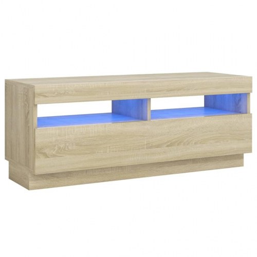 Tv-bord med LED-lys - 100 × 35 × 40 cm, sonoma-eg