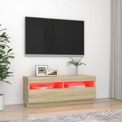 Tv-bord med LED-lys 100x35x40 cm sonoma-eg