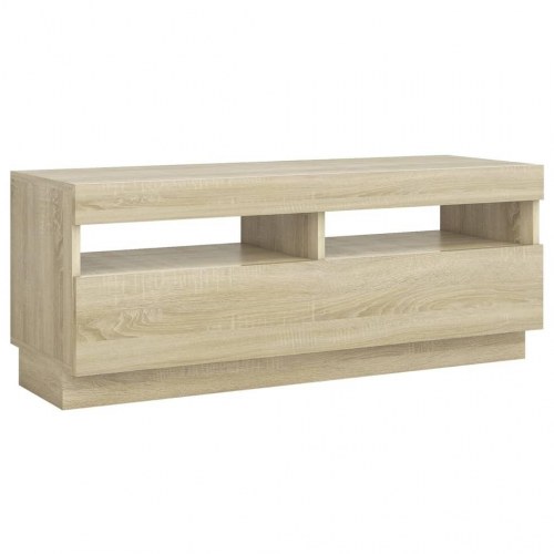 Tv-bord med LED-lys - 100 × 35 × 40 cm, sonoma-eg