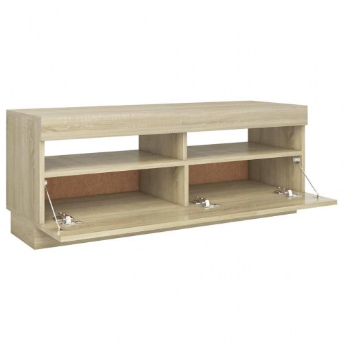 Tv-bord med LED-lys - 100 × 35 × 40 cm, sonoma-eg
