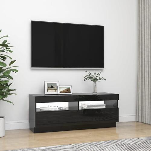 Tv-skab med LED-lys 100x35x40 cm sort højglans