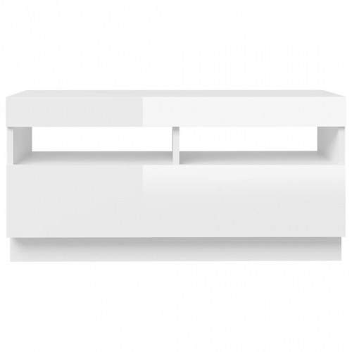 Tv-skab med LED-lys - 80×35×40 cm, hvid højglans