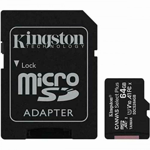 MicroSD-kort Kingston 64 GB med SD-adapter (UHS-I, Class 10)