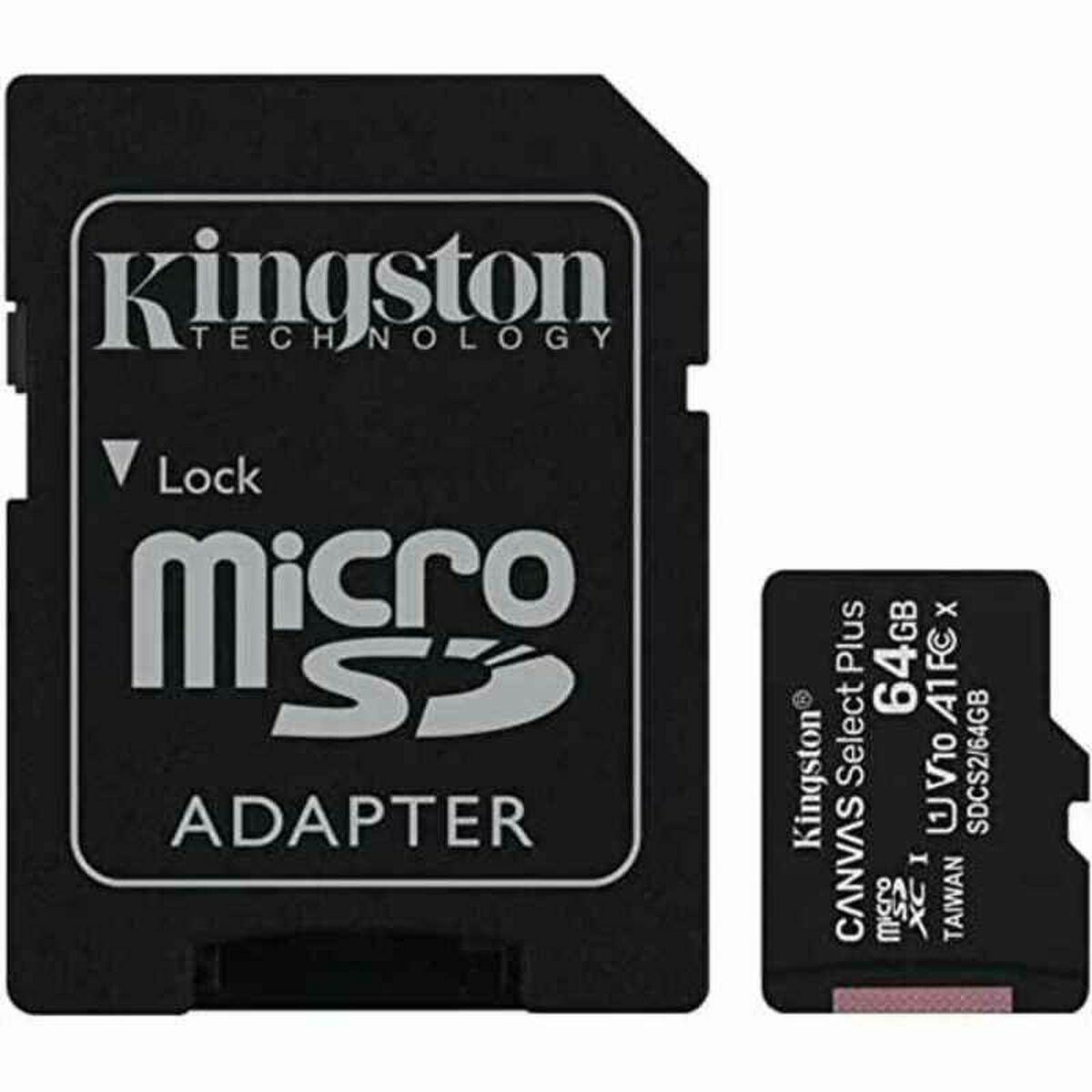 MicroSD-kort Kingston 64 GB med SD-adapter (UHS-I, Class 10)