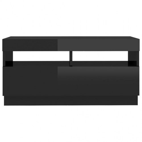 Tv-skab med LED-lys 80x35x40 cm sort højglans