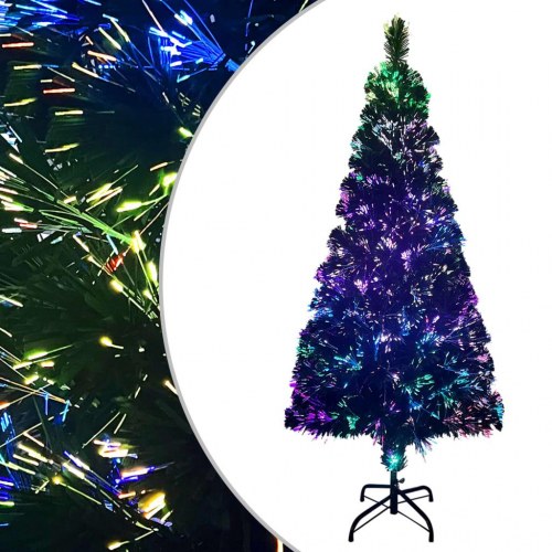 Kunstigt juletræ med fiberoptik og fod 210 cm - grøn
