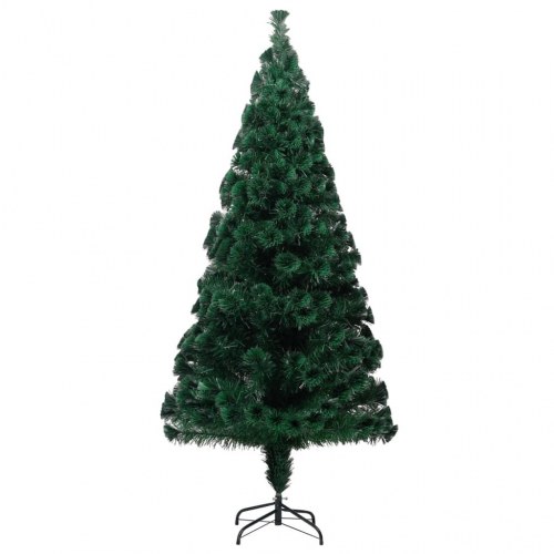 Kunstigt juletræ med fiberoptik og fod 210 cm - grøn