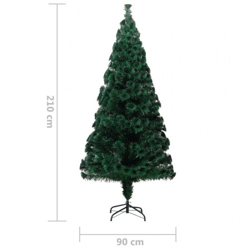Kunstigt juletræ med fiberoptik og fod 210 cm - grøn