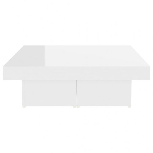 Sofabord 90 × 90 × 28 cm - konstrueret træ, hvid højglans