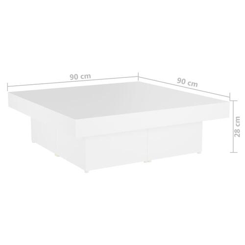 Sofabord 90x90x28 cm spånplade hvid
