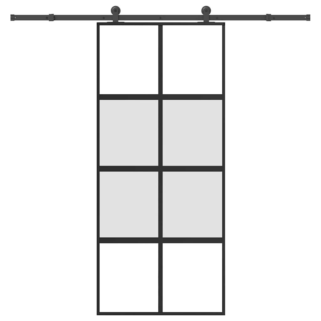 Skydedør med hardwaresæt 90x205 cm hærdet glas og aluminium