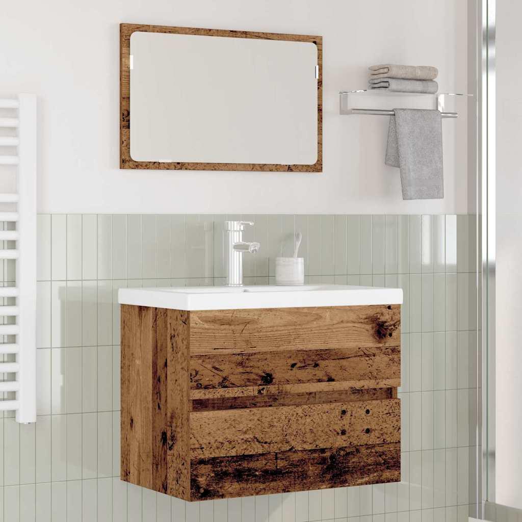 Badeværelsesmøbel sæt 3 stk Gammelt træ 60 x 38.5 x 45 cm