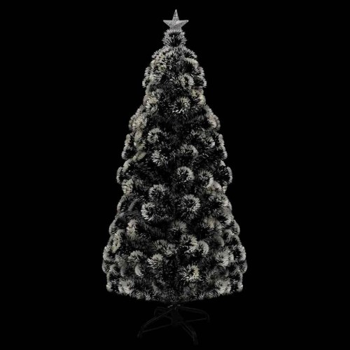 Forudtændt kunstigt juletræ 210 cm med LED og fiberoptik - inkl. stålstativ