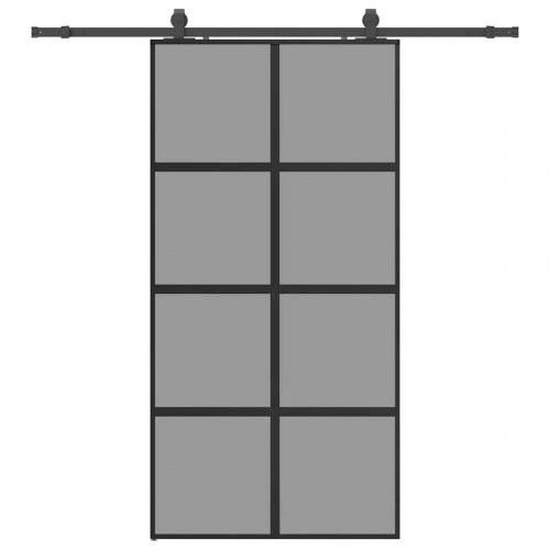 Skydedør med hardwaresæt 102,5x205 cm hærdet glas sort