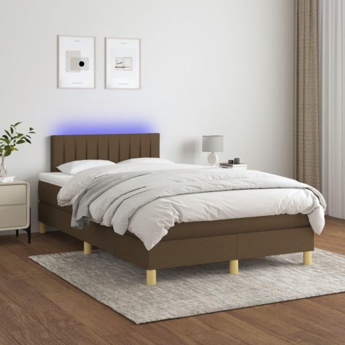 Kontinentalseng med LED-lys 120 × 190 cm - stof, mørkebrun