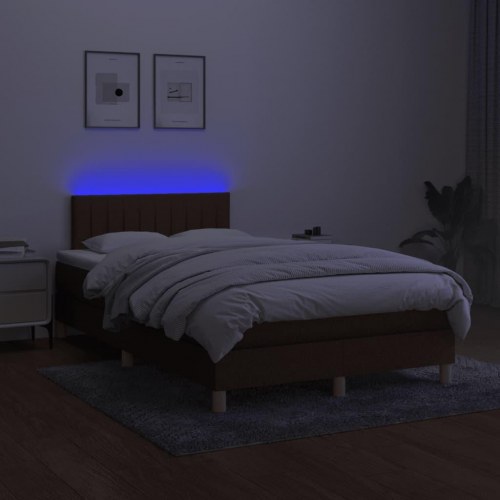 Kontinentalseng med LED-lys 120 × 190 cm - stof, mørkebrun