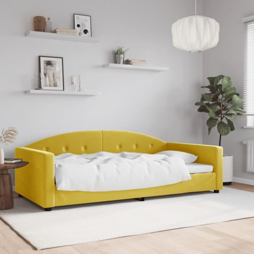 Daybed 100×200 cm i velour - gul sovesofa med lamelbunde