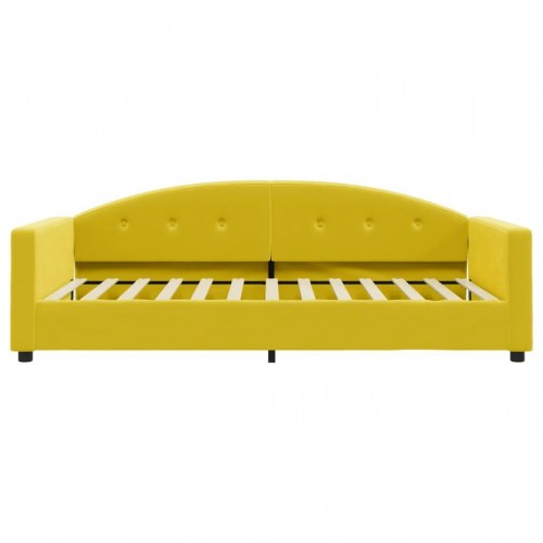 Daybed 100×200 cm i velour - gul sovesofa med lamelbunde