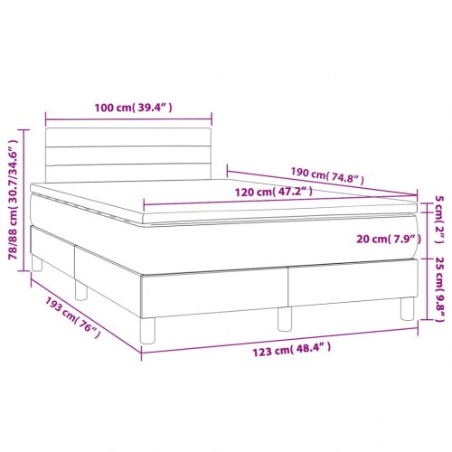 Kontinentalseng med madras 120x190 cm - stof, mørkebrun