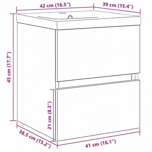Vaskeskab Vægmonteret Sort eg 41 x 39 x 62 cm Konstrueret træ