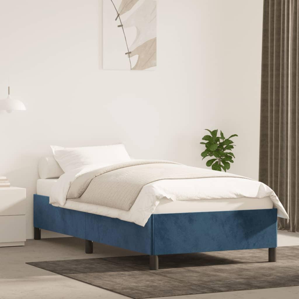 Sengeramme uden madras Mørkeblå 80x200 cm Fløjl