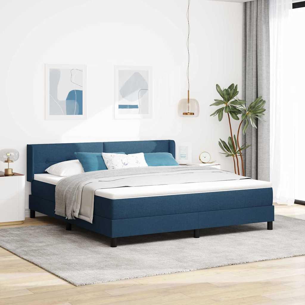 Kontinentalseng med hovedgærde 180 x 200 cm i blå stof