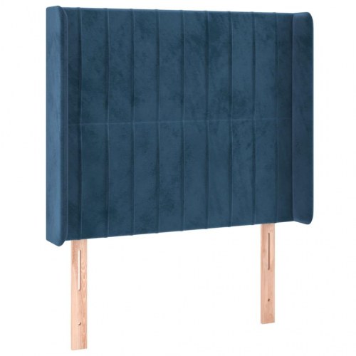 Kontinentalseng med LED-lys 80x200 cm - velour, mørkeblå