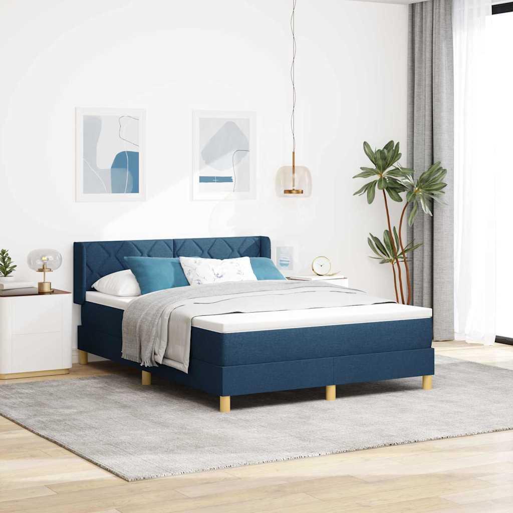 vidaXL Box spring seng med hovedgærde Blå 200 x 160 cm Stof