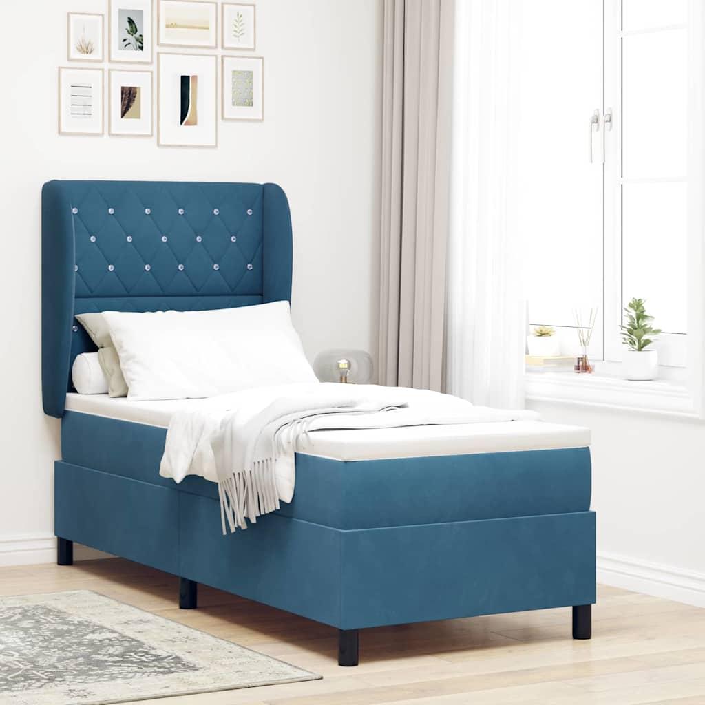 vidaXL Box spring seng med hovedgærde Mørk blå 200 x 80 cm Fløjl