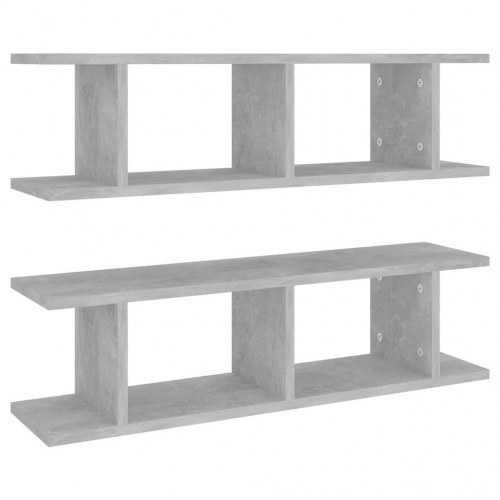Væghylder 2 stk. 75 x 18 x 20 cm - betongrå