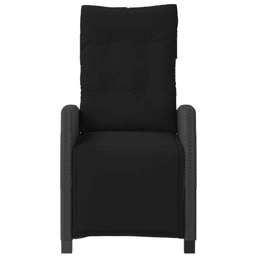 Havestol med justerbart ryglæn og fodstøtte polyrattan sort (OUTLET A)