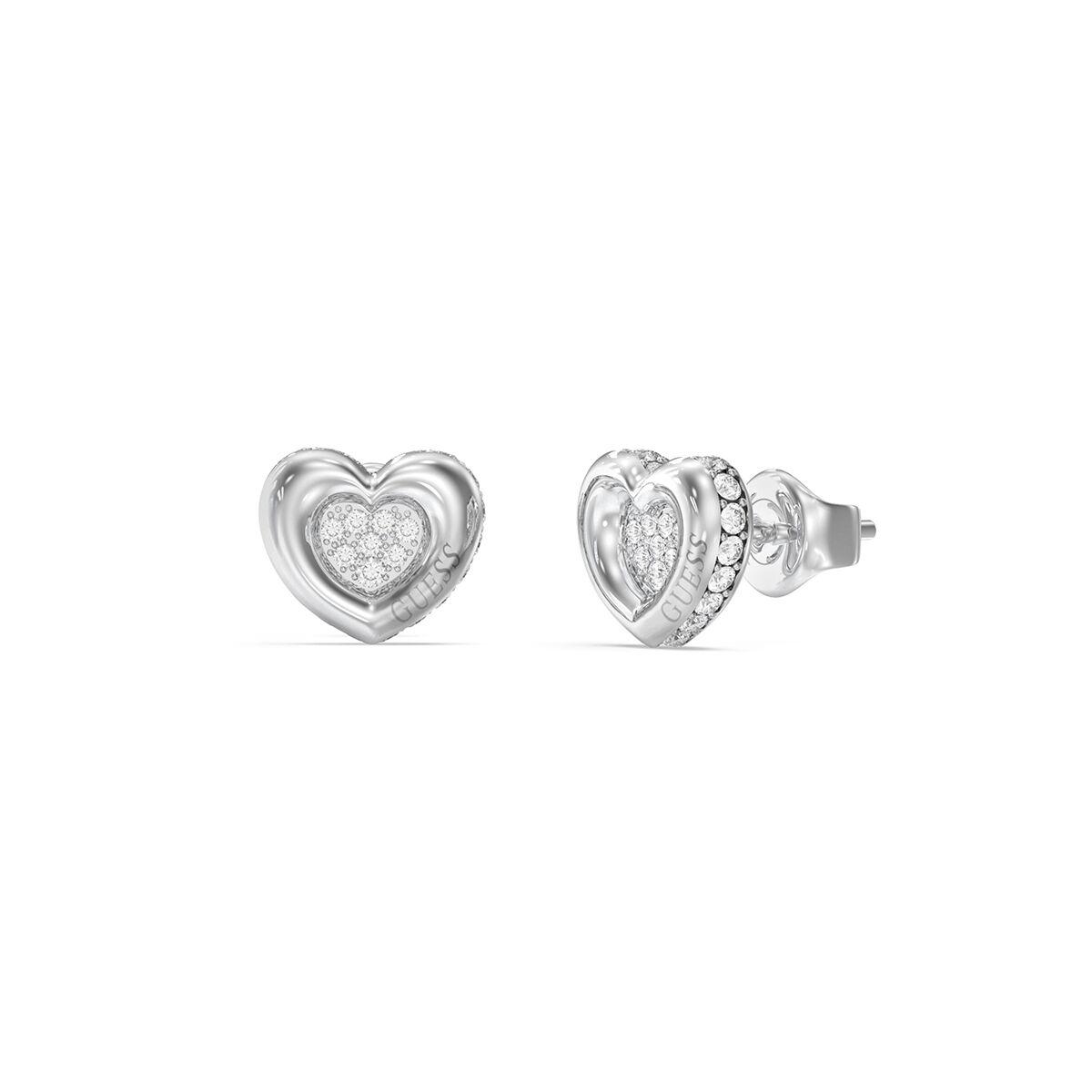 Øreringe dame Guess - sølvfarvede hjerte-studs JUBE05466JWRHT-U
