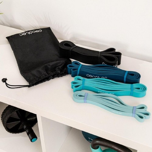 Træningselastikker DrumFit - 4 stk. modstandsbånd (15-60 kg)