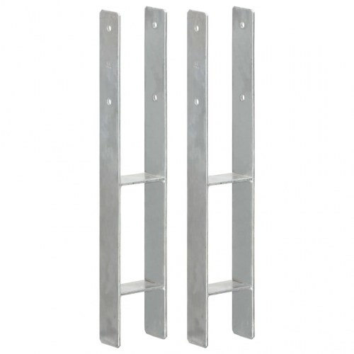 Hegnspløkker 2 stk. 9x6x60 cm galvaniseret stål sølvfarvet