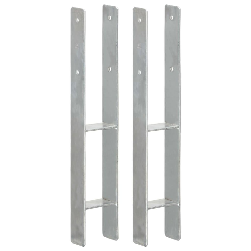 Hegnspløkker 2 stk. 9x6x60 cm galvaniseret stål sølvfarvet