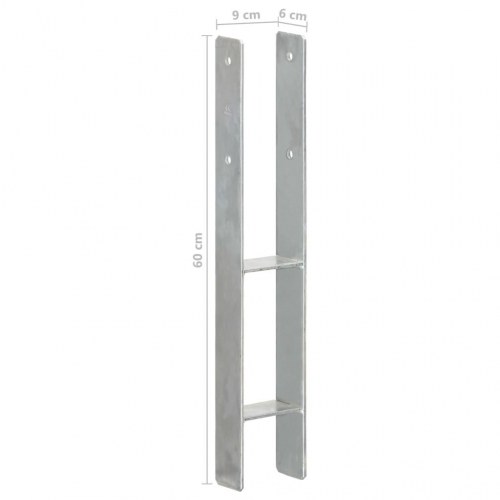 Hegnspløkker 2 stk. 9x6x60 cm galvaniseret stål sølvfarvet