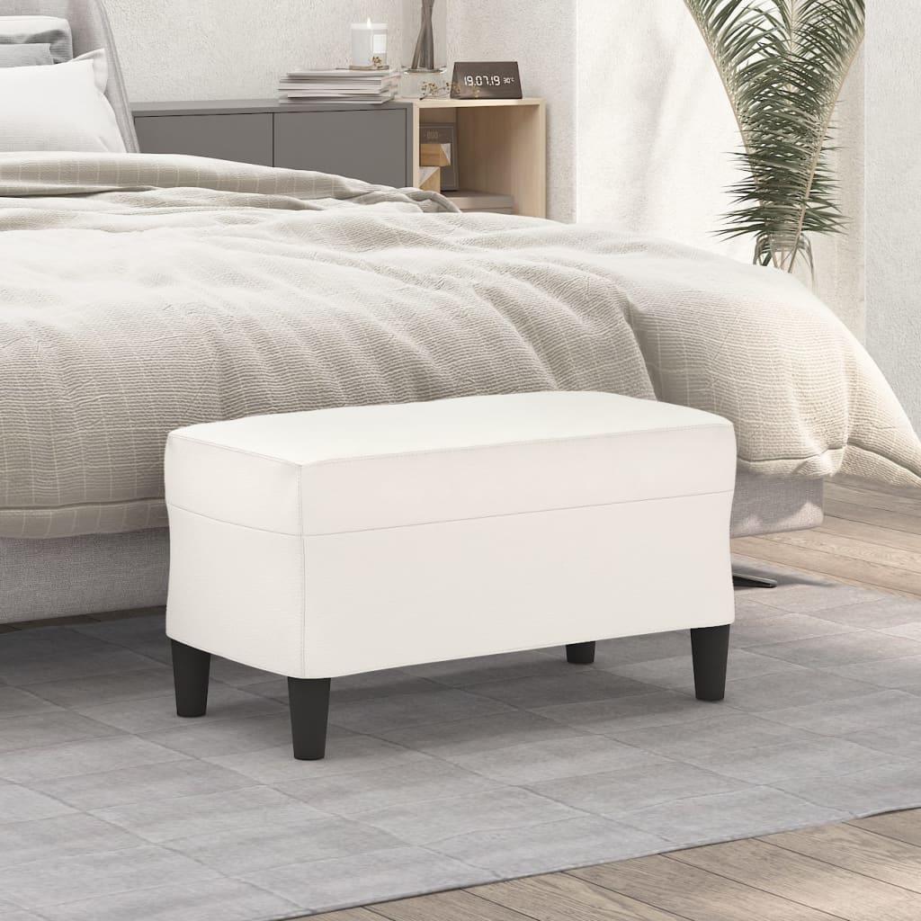Bænk 70x35x41 cm kunstlæder cremefarvet billede