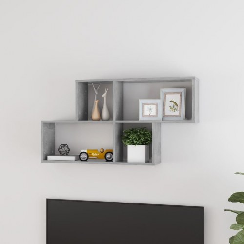Væghylde 100 × 18 × 53 cm i konstrueret træ - betongrå